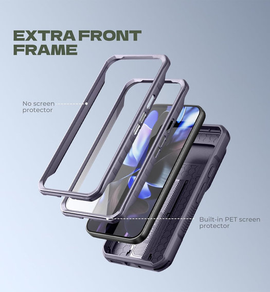 Etui pancerne do Google Pixel 10 Pro XL, Dexnor Full Body (Two Frames) - fioletowe