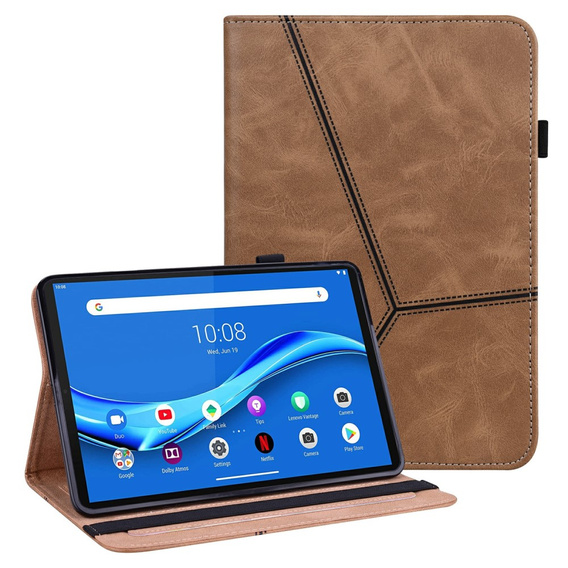 Etui do Lenovo Tab M10 Plus TB-X606F, Classic, z miejscem na rysik, brązowe