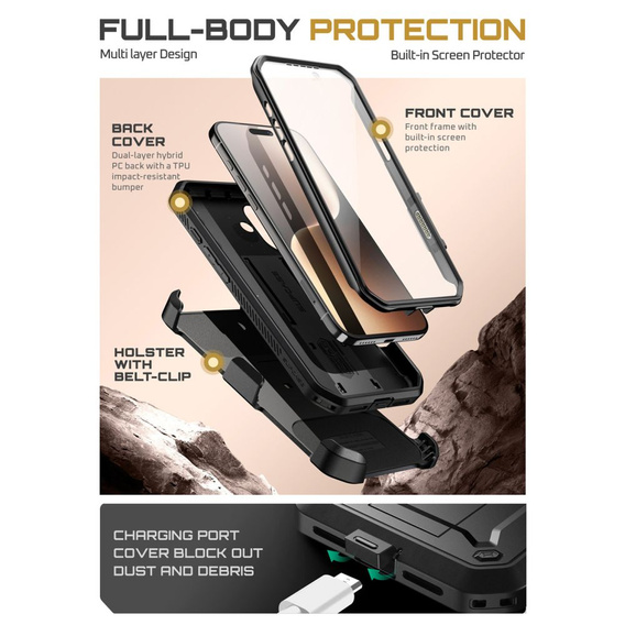 Etui Supcase do iPhone 17, Unicorn Beetle Pro, Black