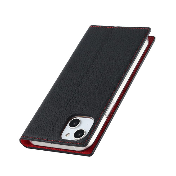 Etui z klapką do iPhone 14 Plus, Litchi Skin Grain, czarne