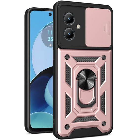 Etui pancerne do Motorola Moto G14, CamShield Slide, różowe rose gold