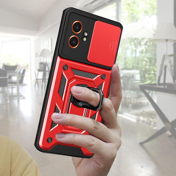Etui z podstawką i przesłoną aparatu do Samsung Galaxy Xcover 7 Pro – czerwone, pancerne, z ochroną kamery