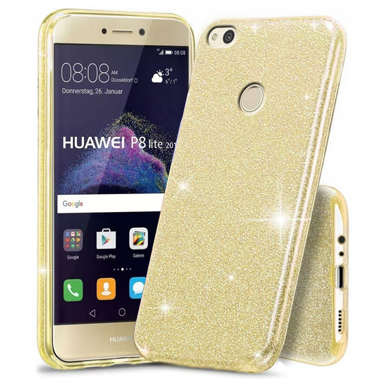 Etui do Huawei P8 Lite 2017, Glitter Case, Złote