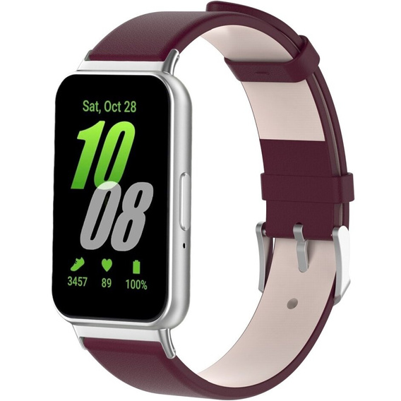 Pasek Skórzany do Samsung Galaxy Fit 3, Bordowy