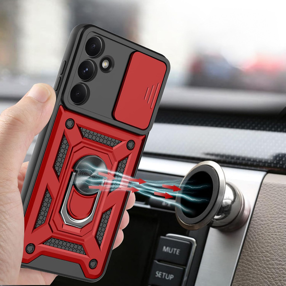 Etui pancerne do Samsung Galaxy A56 5G, CamShield Slide, czerwone + Szkło Hartowane 9H