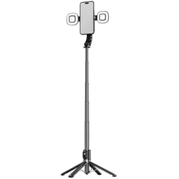 Blavec Selfie Stick Aluminium Fusion P07 Magsafe Tripod + Pilot + 2 Lampy 1,4 metra, czarny