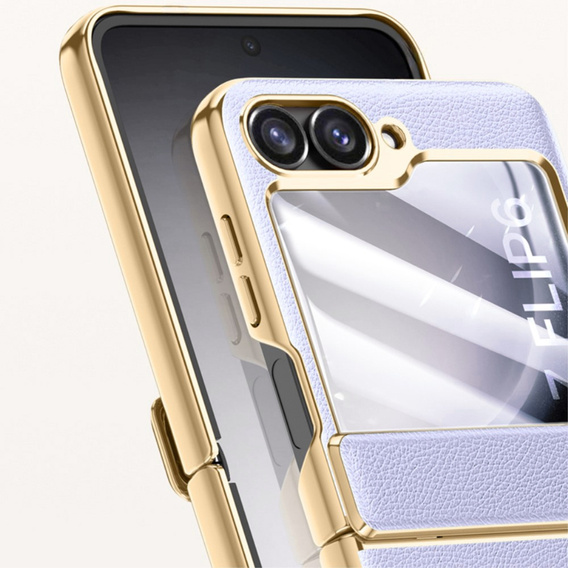 Etui Litchi Leather do Samsung Galaxy Z Flip7 FE / Z Flip6, niebieskie