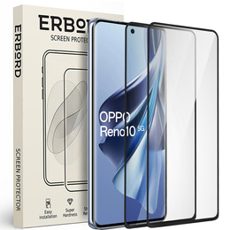 2x Szkło Hartowane do Oppo Reno 10 / 10 Pro, ERBORD 3D pełne, szybka na cały ekran