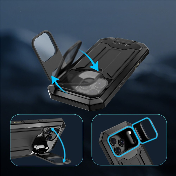 Etui pancerne do iPhone 17 Pro, R-JUST, czarne