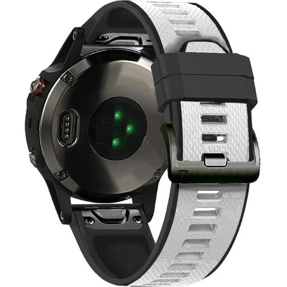 Pasek Silikonowy Quickfit 22mm do Garmin, Biały / Czarny