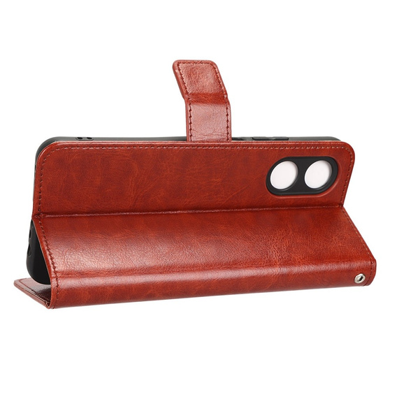 Etui z klapką do Oppo A17, Crazy Horse Wallet, brązowe