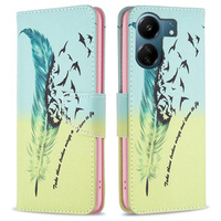 Etui z klapką do Xiaomi Redmi 13C / Poco C65, Wallet, Feather niebieskie / żółte