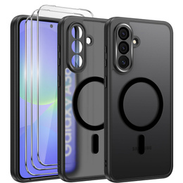 Zestaw Etui do Samsung Galaxy A36 5G, do MagSafe, ERBORD Matt Case, czarny + 3x Szkło na ekran