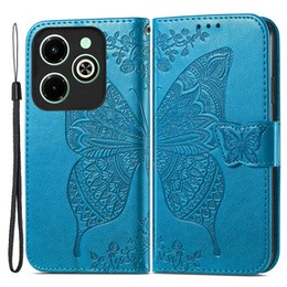 Etui z klapką do Infinix Hot 40i, Butterfly, niebieskie
