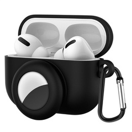 Etui Silicone na Słuchawki Apple AirPods Pro, z miejscem na AirTag, Black