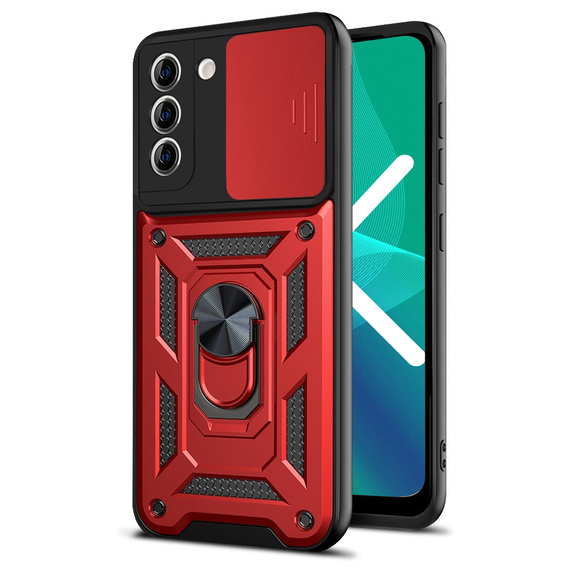 Etui pancerne do Samsung Galaxy S22 Plus, CamShield Slide, czerwone