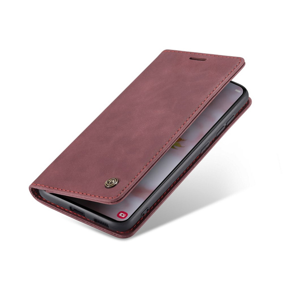 Etui CASEME do Samsung Galaxy S22+ Plus 5G, Leather Wallet Case, czerwone