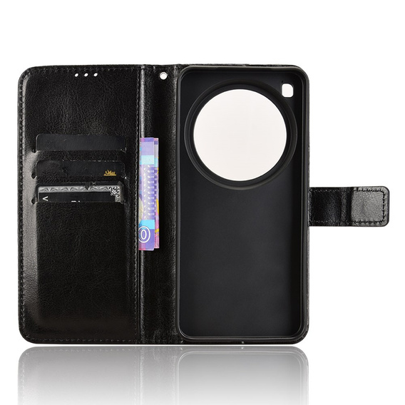 Etui z klapką do Xiaomi 15 Ultra, Crazy Horse Wallet, czarne