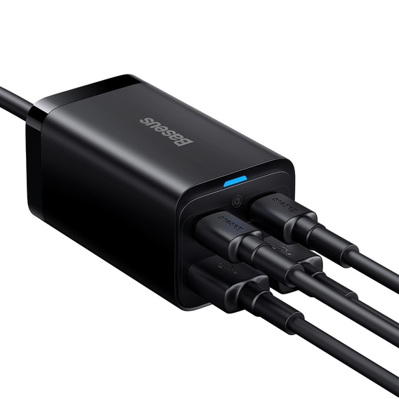Baseus ładowarka sieciowa 65 W GaN3 Pro 2×USB‑C 2×USB‑A - Czarna