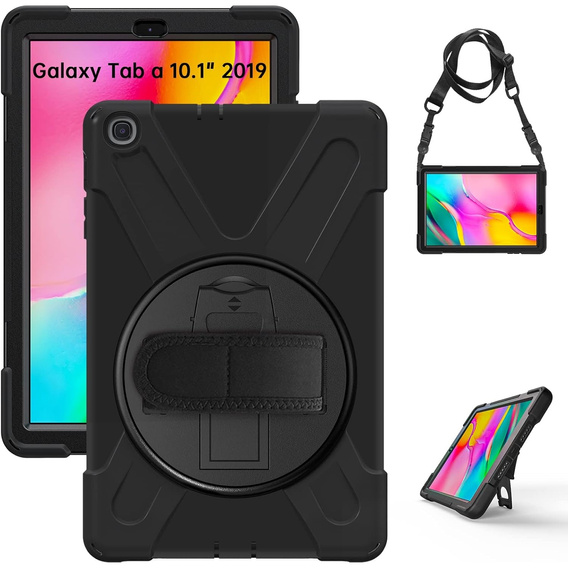 Etui do Samsung Galaxy Tab A 10.1 2019 T510/T515, Obrotowe Pancerne, Czarne