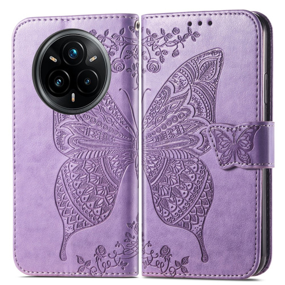 Etui z klapką do Realme 14 Pro+ 5G, Butterfly, fioletowe