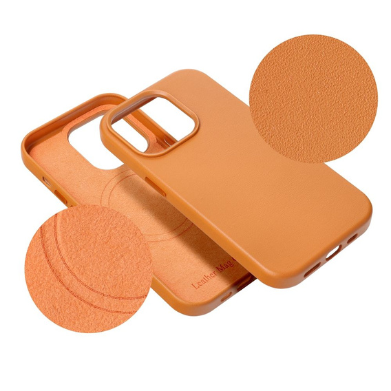 Etui Leather Mag Cover do iPhone 14 Plus, Pomarańczowy