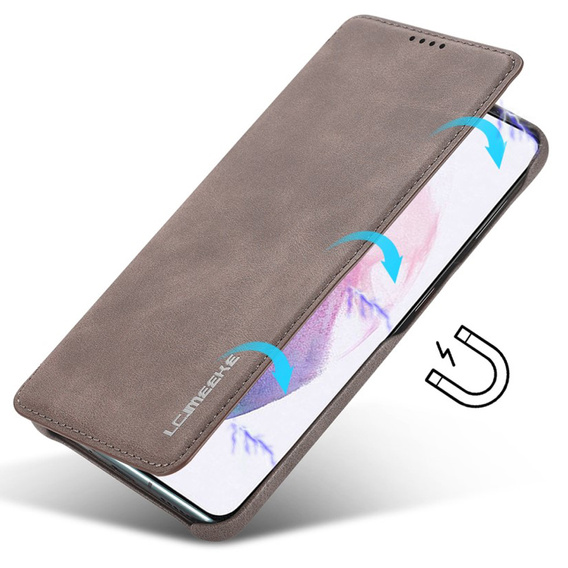 Etui z klapką do Samsung Galaxy S22+ Plus 5G, LC.IMEEKE, kawowe