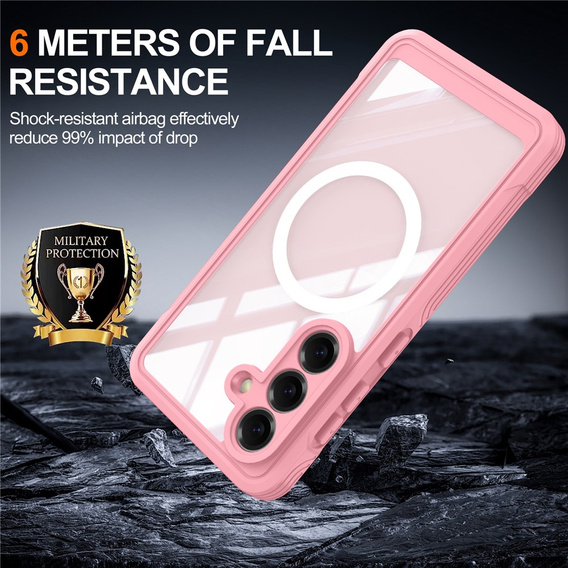 Etui do Samsung Galaxy S26 Plus, Shockproof, ze szkłem, do MagSafe, różowe