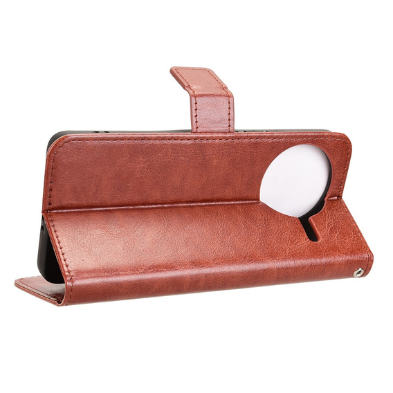 Etui z klapką do Xiaomi Poco F7 Ultra, Crazy Horse Wallet, brązowe