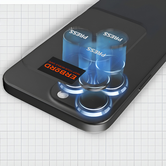 Szkło na aparat ERBORD OPTIK Pro do iPhone 16 Pro / 16 Pro Max, czarne