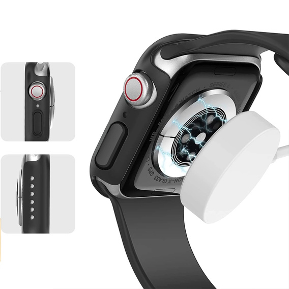 2w1 Etui + Szkło Hartowane do Apple Watch 7/8/9 45mm, Czarne