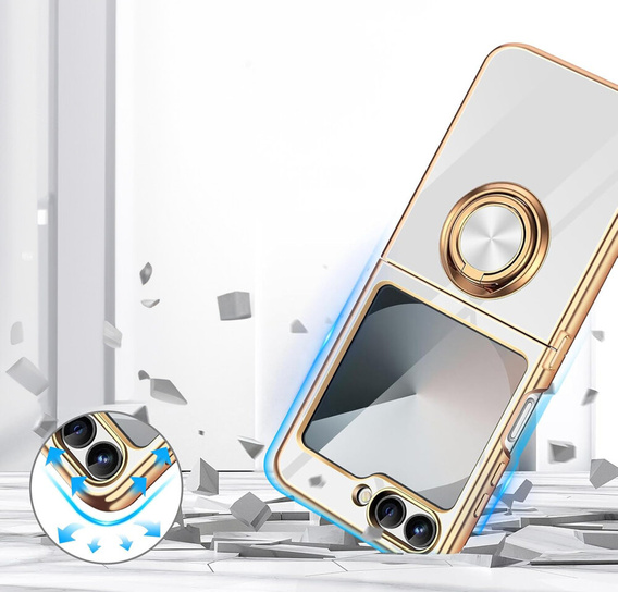 Etui do Samsung Galaxy Z Flip7 FE / Z Flip6, Electro Ring, białe