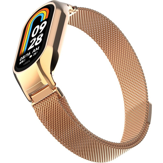 Pasek Bransoleta Milanese do Xiaomi Smart Band 10 / 9 / 8, Różowe złoto