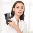 Etui silikonowe do Samsung Galaxy S25 Ultra, z ochroną aparatu, przezroczyste / czarne + Szkło 9H na ekran