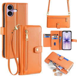 Etui z klapką do iPhone 17, Wallet Zipper Pocket, pomarańczowe