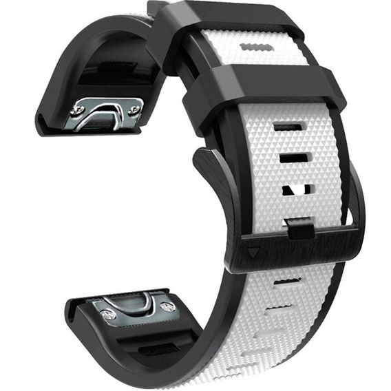 Pasek Silikonowy Quickfit 22mm do Garmin, Biały / Czarny