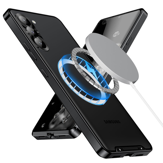 Etui z ochroną aparatu do Samsung Galaxy S24+ Plus, CamShield MagSafe, przezroczyste / czarne
