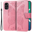 Etui z klapką do Motorola Moto G22, Butterfly, różowe