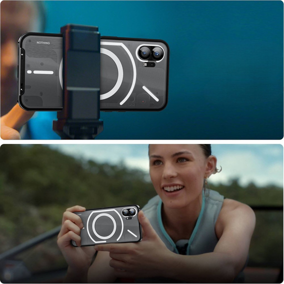 Etui z ochroną aparatu do Nothing phone 1 5G, CamShield MagSafe, przezroczyste / czarne