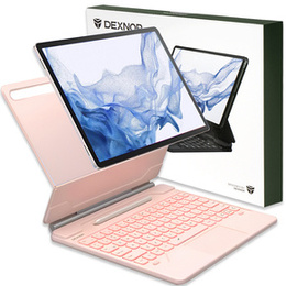 Etui z klawiaturą do Samsung Galaxy Tab S7+ / S7 FE / S9+ / S8+ / S9 FE+ / S10+, Dexnor Magnetic Keyboard Touchpad, różowe