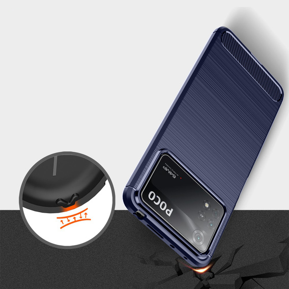 Etui do Xiaomi Poco X4 Pro 5G, Karbon, niebieskie