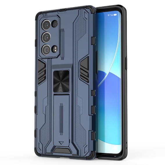 Etui do Oppo Reno6 Pro+ 5G, Military kickstand, niebieskie