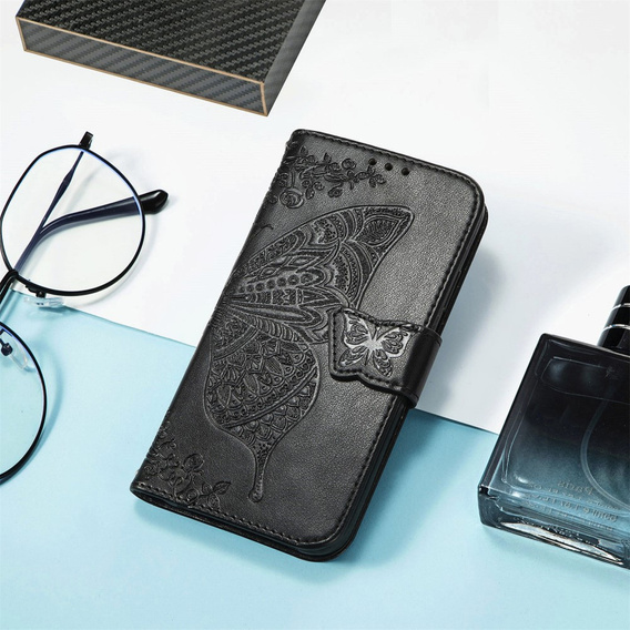 Etui z klapką do Xiaomi Redmi Note 15 Pro 4G, Butterfly, czarne