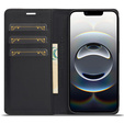 Etui z klapką do iPhone 16e, Carbon LC.IMEEKE, czarne