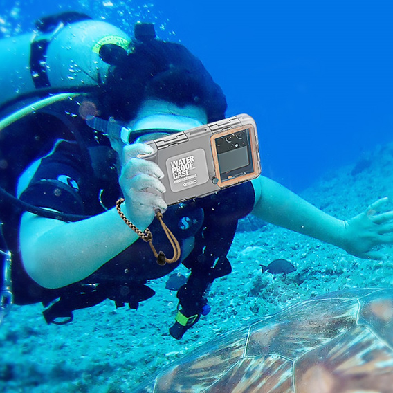 SHELLBOX Uniwersalne Etui Wodoodporne na telefon, srebrne / pomarańczowe
