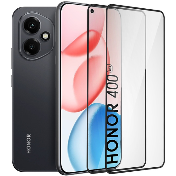 2x Szkło Hartowane do Honor 400 5G, ERBORD 3D pełne, szybka na cały ekran