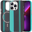 Etui do iPhone 13 Pro Max, Carbon Fiber MagSafe, czarne / niebieskie