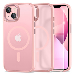 Etui do iPhone 13, do MagSafe, ERBORD Matt Case, różowy + Szkło na ekran