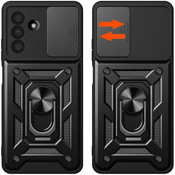 Etui pancerne do Samsung Galaxy A36 5G, CamShield Slide, czarne + Szkło Hartowane 9H