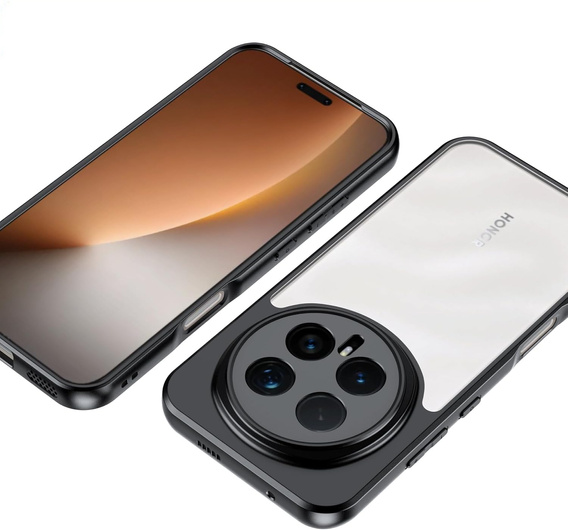 Etui do Honor Magic 8 Pro, Fusion Hybrid, przezroczyste z czarną ramką